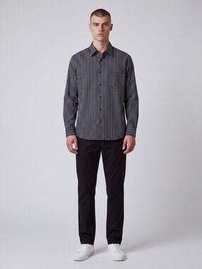 Claiborne Black and White Vertical Stripe Dress Shirt
